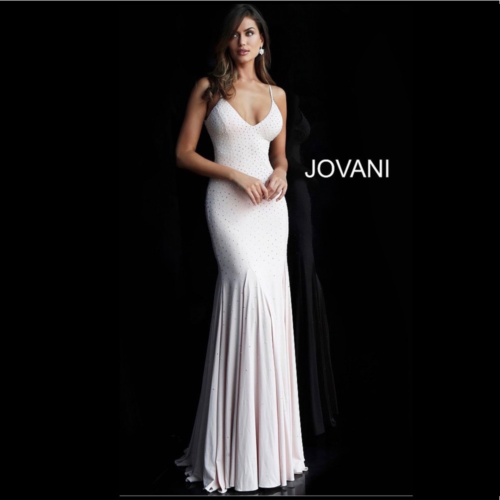 JOVANI 63563 Embellished Backless Dress